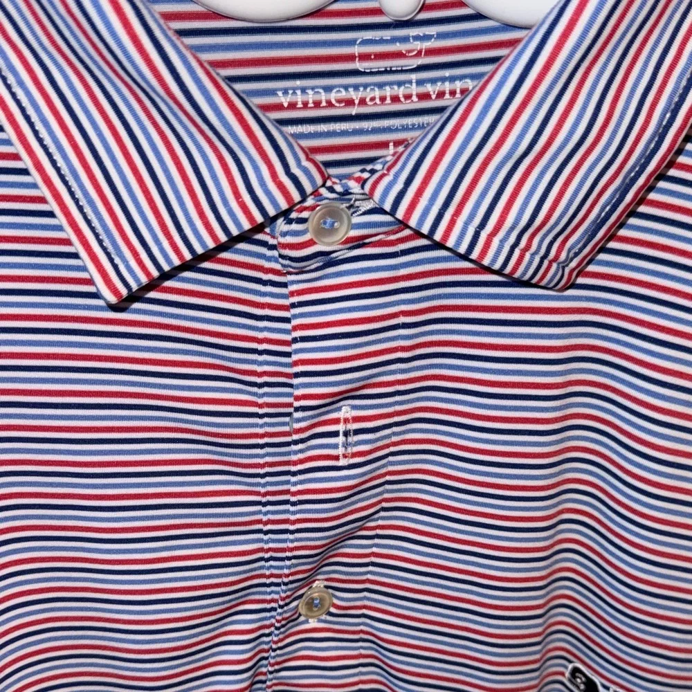 Vineyard Vines Blue and Red Striped Polo Shirt - Picture 3 of 5